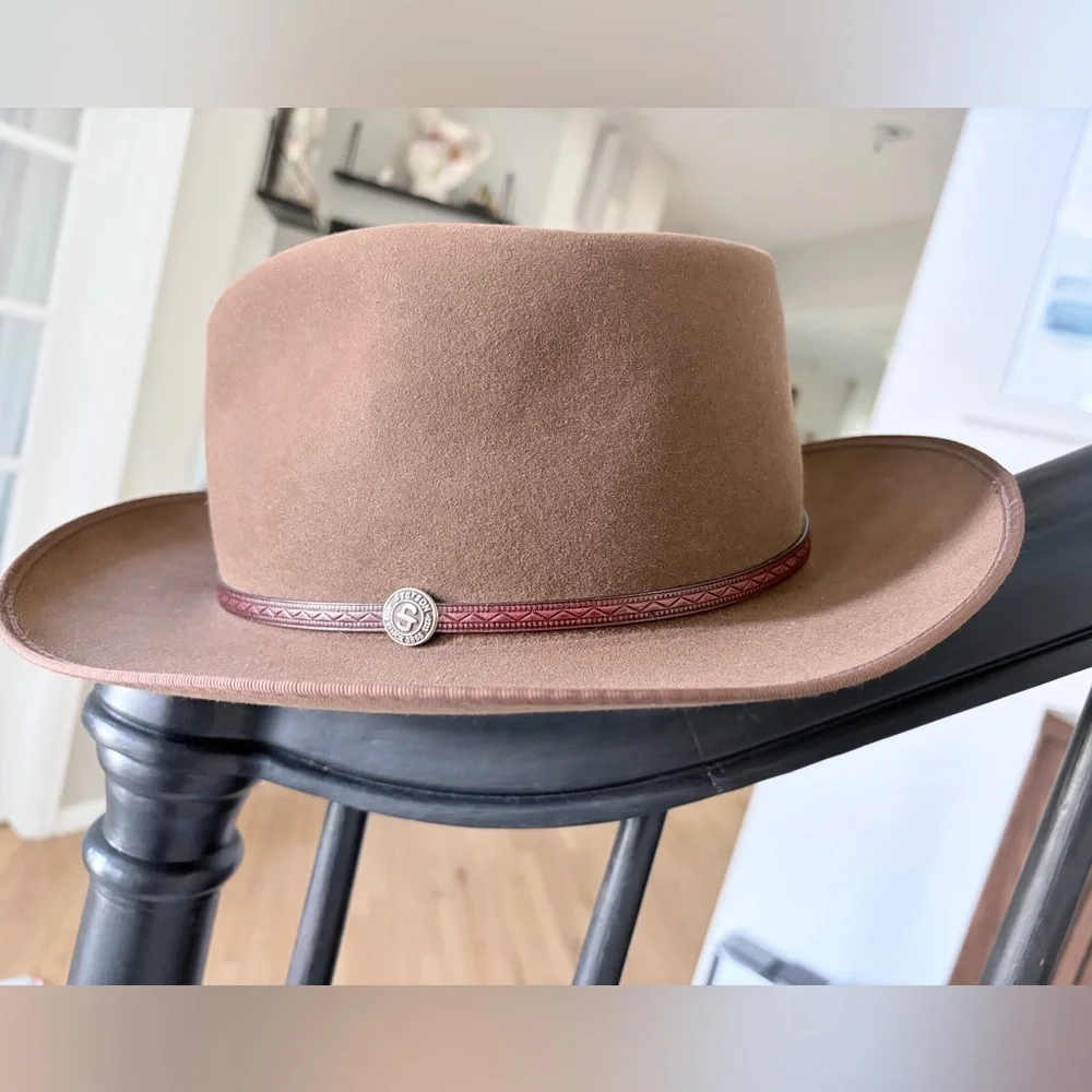 Stetson Roadster Walnut Brown Wool Felt Ranch Hat- Sz 7 3/8 - New With Tags! - Picture 4 of 9